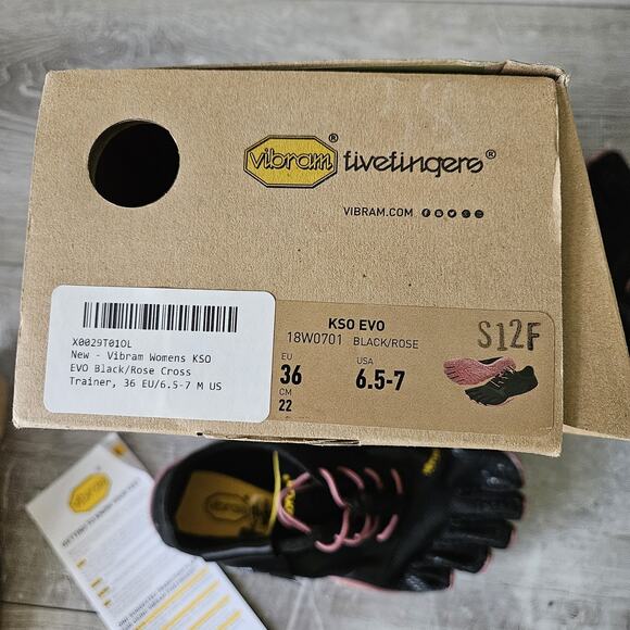 Vibram Fivefingers KSO EVO Black/Rose Womens EU size 36 = US 6.5-7 New w/box - Picture 4 of 16